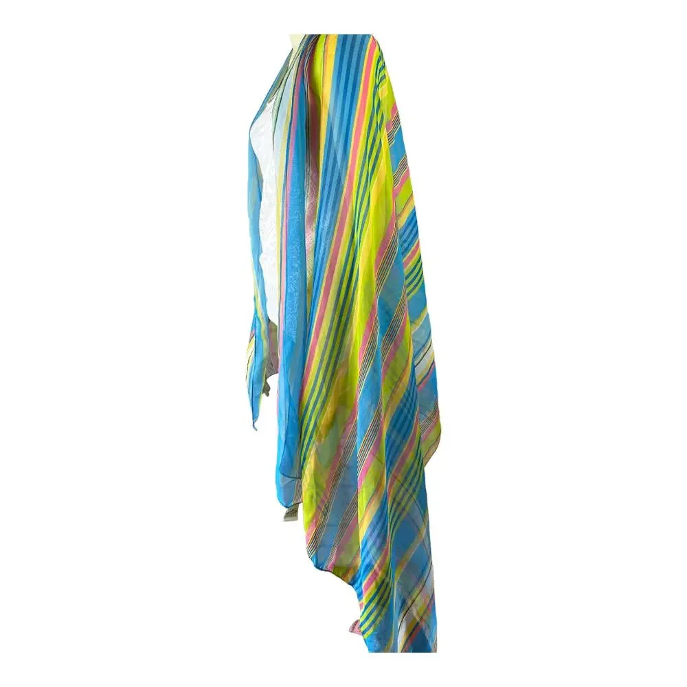 Palm Court Rainbow Pastel Shawl Scarf Wrap Sheer Made in India
